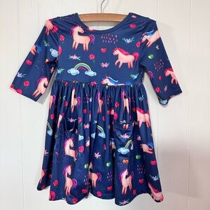 Mila & Rose Painted Sky Unicorn Girl Dress 3T